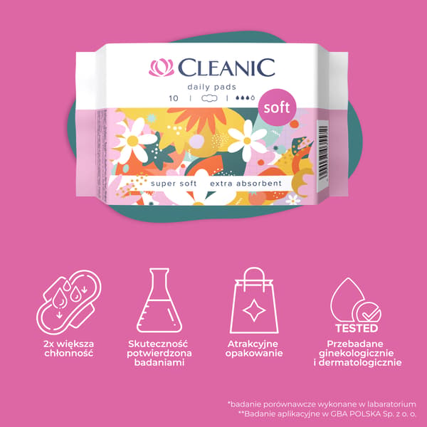 035572 HH Cleanic Blød Dag Sanitetsbind 10 stk (folie)
