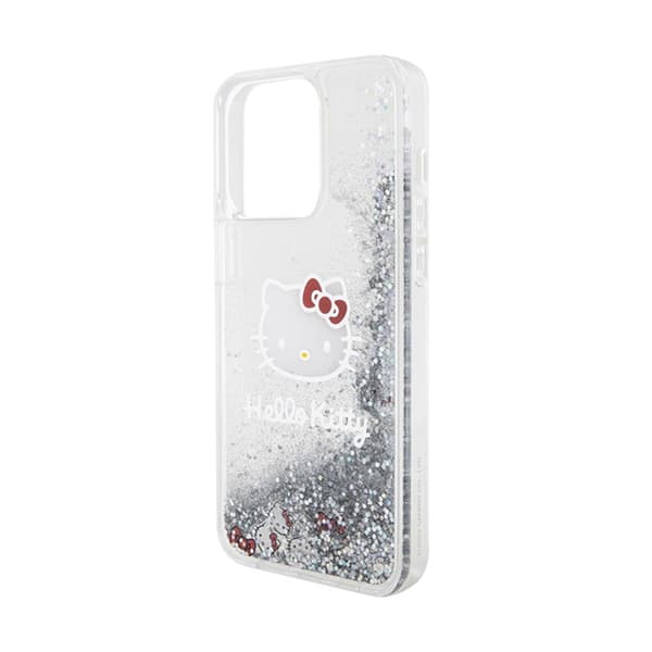 Hello Kitty Liquid Glitter Charms Kitty Head - iPhone 15 Pro Max-skal (Silver)