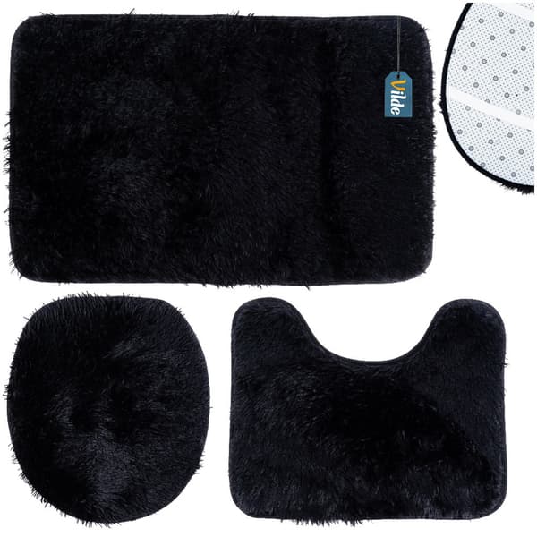 Badmattset svart 3 delar