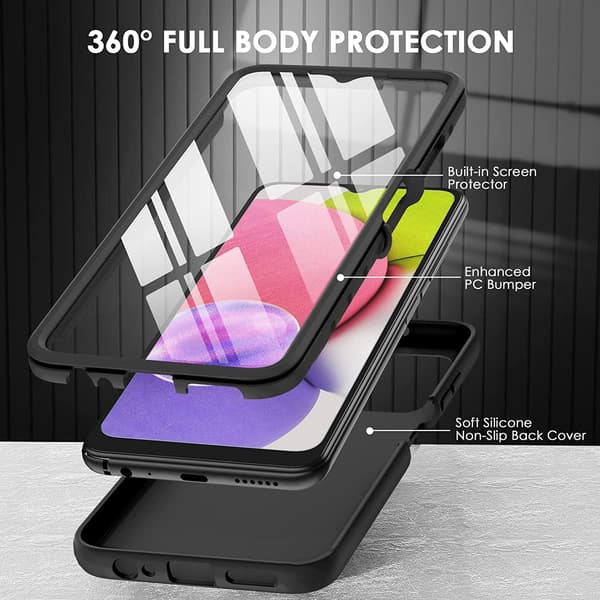 BUMPER ETUI TIL SAMSUNG GALAXY A03s SORT FORSTÆRKET BESKYTTELSE SM-A037F