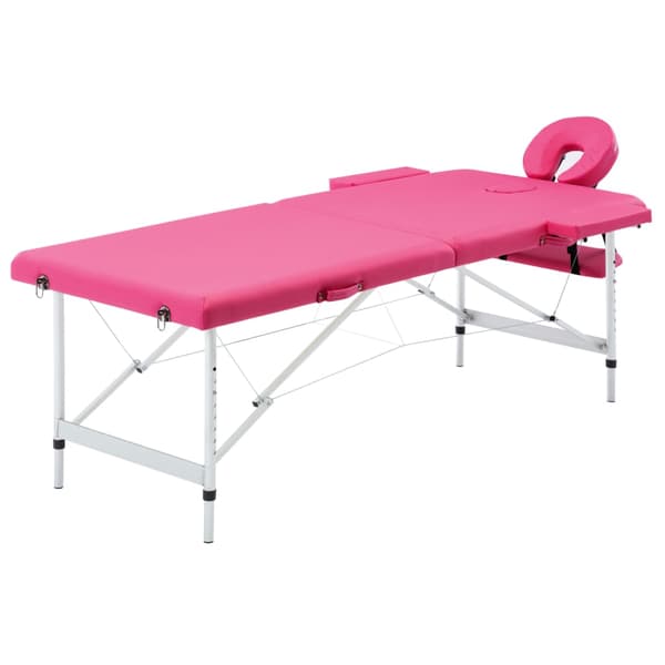 vidaXL foldbart massagebord 2-zoner aluminium pink
