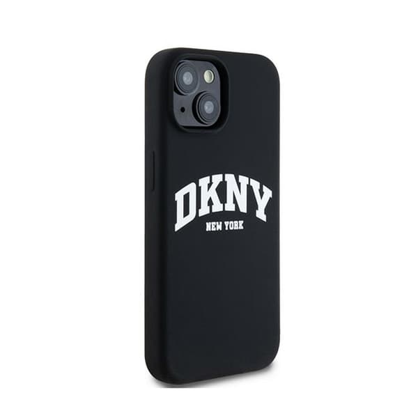 DKNY Flydende Silikone Hvid Trykt Logo MagSafe - iPhone 15 Plus / 14 Plus Etui (Sort)