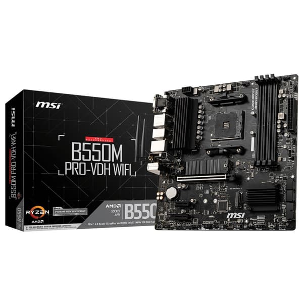 MSI B550M PRO-VDH WIFI Bundkort, Micro ATX, Socket AM4