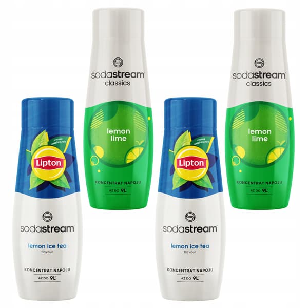 4 siirappia Sodastream Lemon Ice Tea x2 + Sitruuna-Lime x2