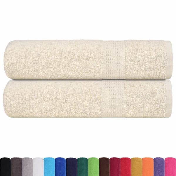 vidaXL badehåndklæder, 2 stk., cremefarvede, 70x140 cm, 100% bomuld