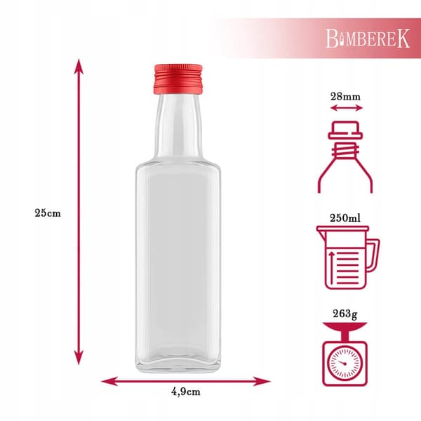 5x 250ml glas whiskyflaskebeholder til whiskylikørgaver