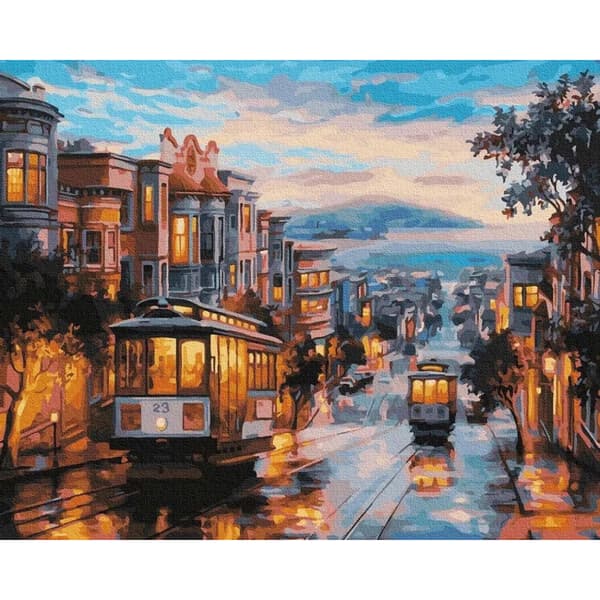 MALING EFTER TAL MED RAMME Malerier til maleri - San Francisco 50x40 cm