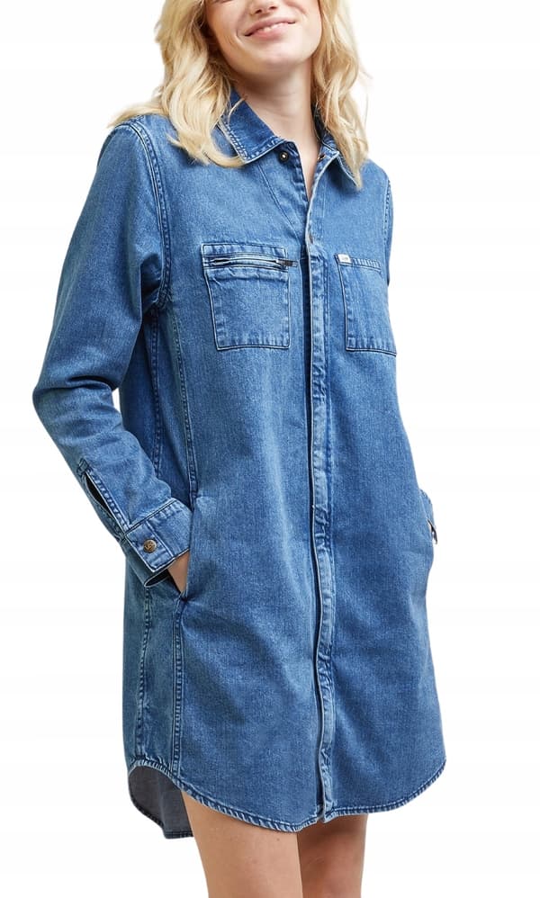 Lee Unionall Dress jeansklänning oversize grå-blå S