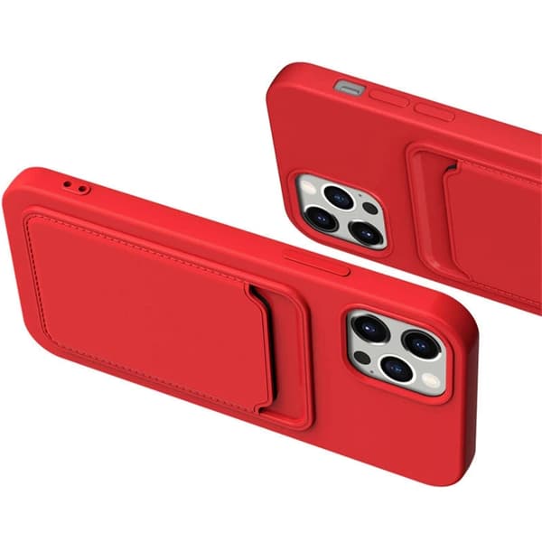 Silikonkortsfodral med kortficka för iPhone 12 Pro Max – Korall