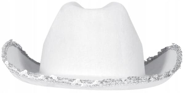 Vit cowboyhatt med silverdiadem för möhippa