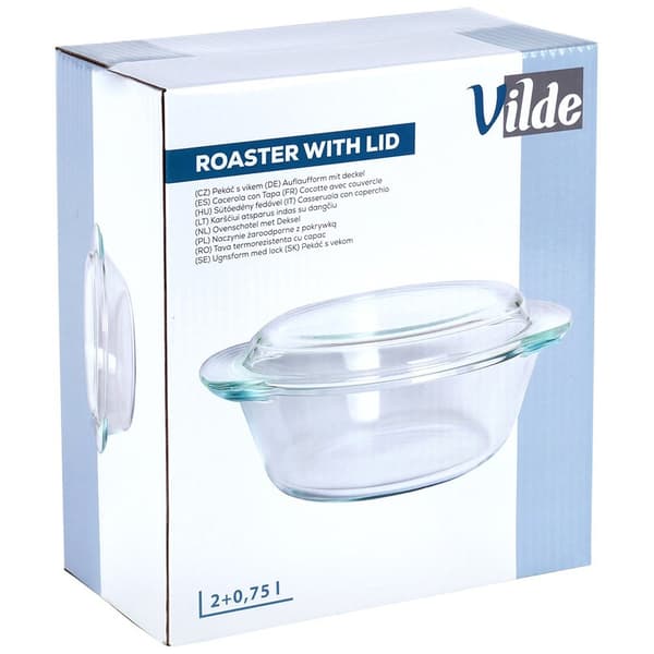 Värmetålig glasbehållare med lock 2 l+750 ml