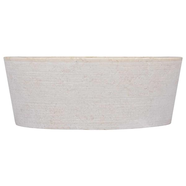 vidaXL Handfat, Creme, Ø40x15 cm, Marmor