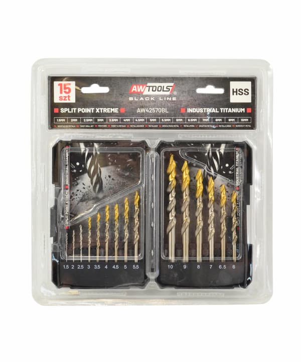AWTOOLS METALLBORR M2 HSS-TIN SET 15 DELARS 1,5-10MM BLACK LINE