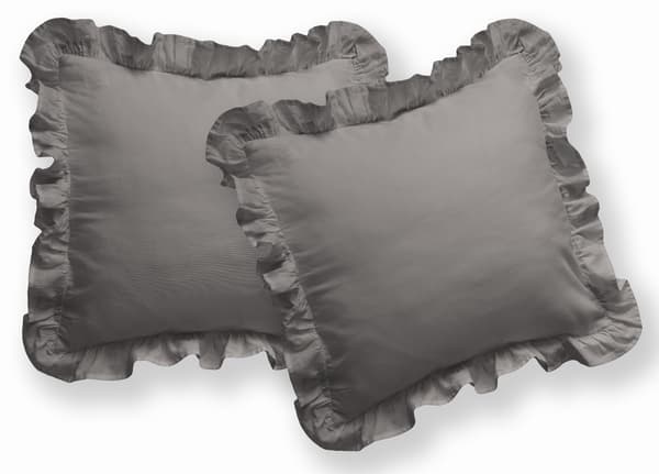 Bomuldspudebetræk 40x40 Pure med flæser Varm Grå 2 stk.