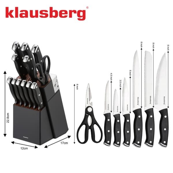 KLAUSBERG KB-7985 KÖKS- OCH STEAKKNIVSET I BLOCK