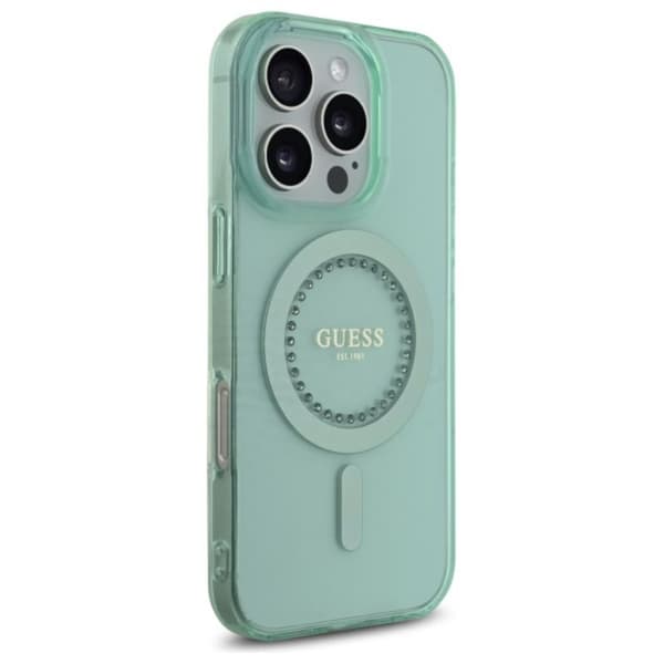 Guess IML Strass MagSafe - iPhone 16 Pro Max-skal (grönt)