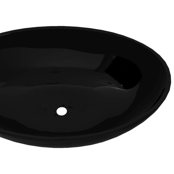vidaXL luksus håndvask i keramik oval sort 40 x 33 cm