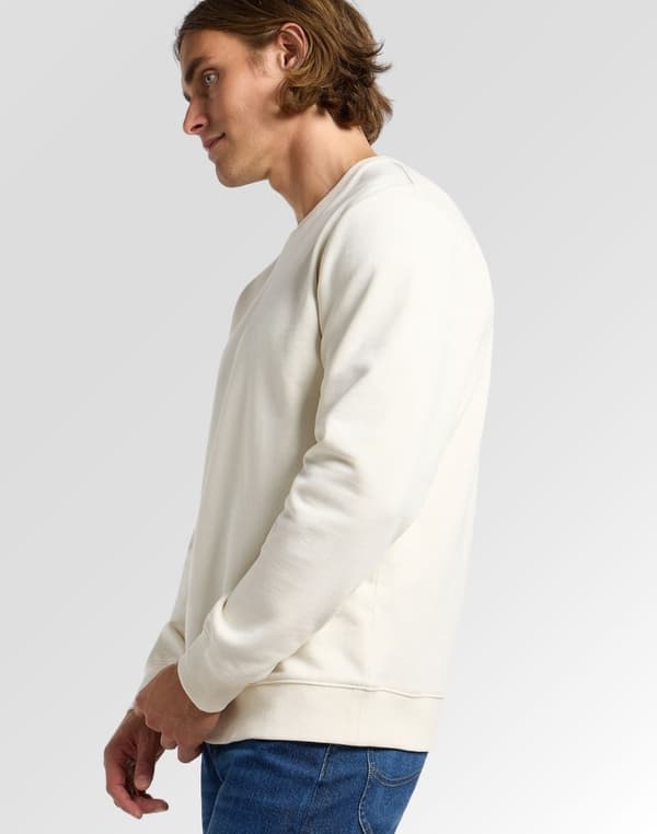 Lee PLAIN RELAXED lös herrsweatshirt i ecru bomull storlek M