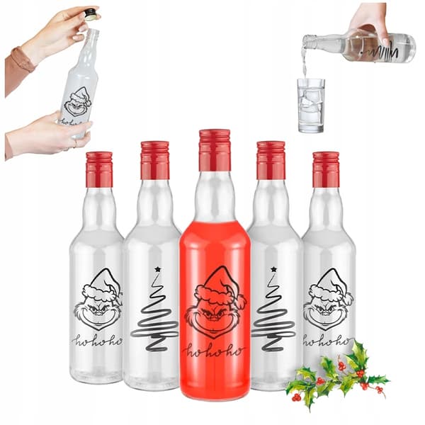 10x MONOPOL Glasflaskor Julklapp 500ml MED TRYCK för LIKÖRER