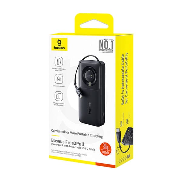 Baseus OS Free2Pull 10000mAh 30W Powerbank + Kabel (Sort)