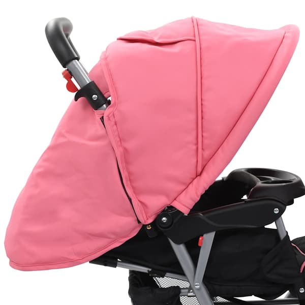 vidaXL tandem klapvogn til tvillinger, pink og sort, stål