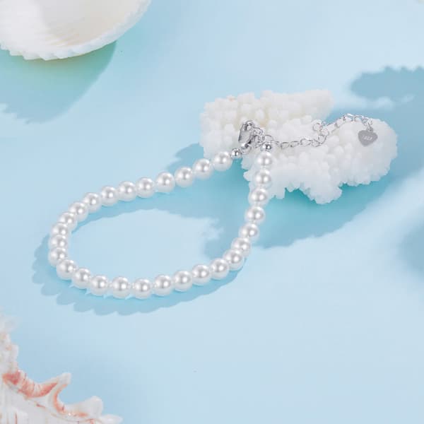 Silverarmband med pärlor, 925 silver, storlek S
