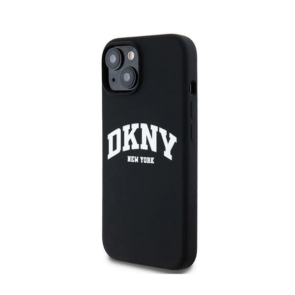DKNY Flydende Silikone Hvid Trykt Logo MagSafe - iPhone 15 Plus / 14 Plus Etui (Sort)