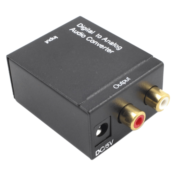 digital lyd konverter koaksial TOSLINK til analog 2 x RCA stereo