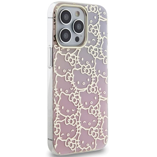 Hello Kitty HKHCP14LHCHPEP iPhone 14 Pro 6.1 rosa/rosa hårt skal IML Gradient Electrop Crowded Kitty Head