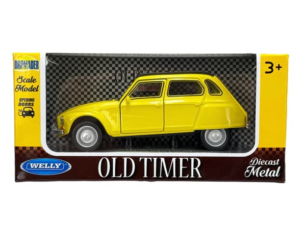 Welly OLD timer Citroën Dyane med tak gul 1:34 43859