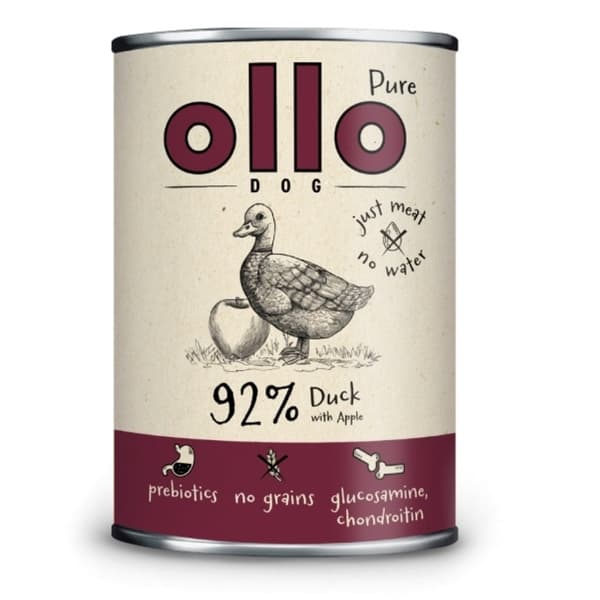 Ollo Pure Anka med Äpple Våtfoder för hundar 12x850 g