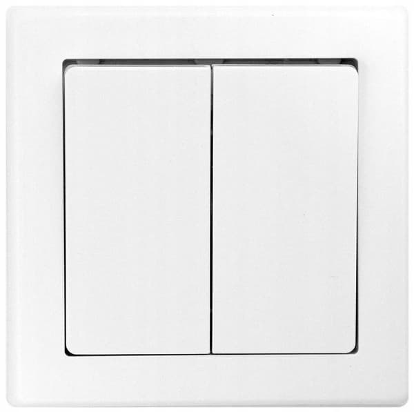 Dobbelt lysekroneafbryder 7x7cm Indbygget afbryder Hvid