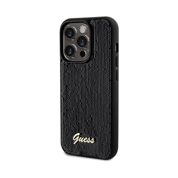 Guess Sequin Script Metal - iPhone 14 Pro Max -suojakuori (musta)