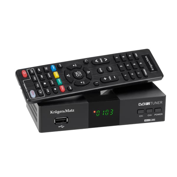 DVB-T2 H.265 tuner hevc Kruger&Matz hdmi scart PVR EPG USB dekoder