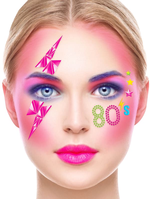 Kristallit silmäkoriste liimalapulla disco 80-luku