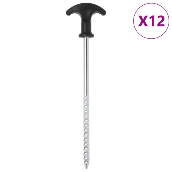 vidaXL teltpløkker, 12 stk., 20 cm, Ø7 mm, galvaniseret stål
