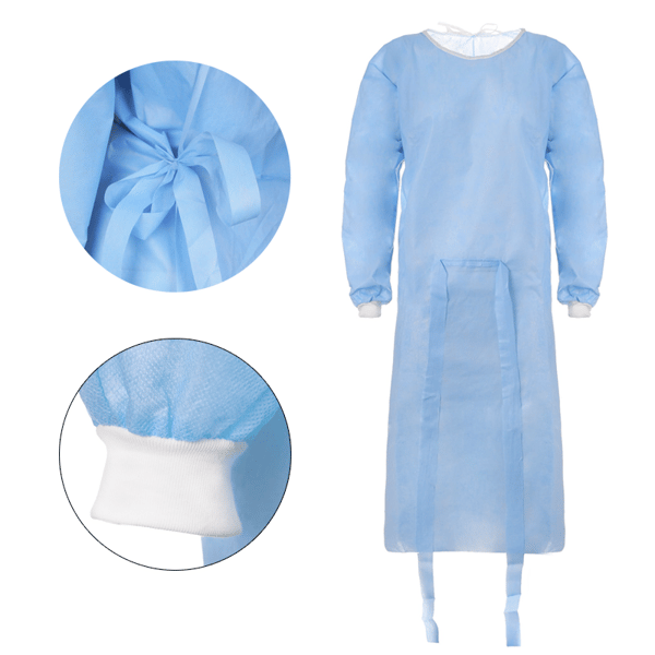 Engångsförkläde blått M med manschett (24g non-woven) 10 st