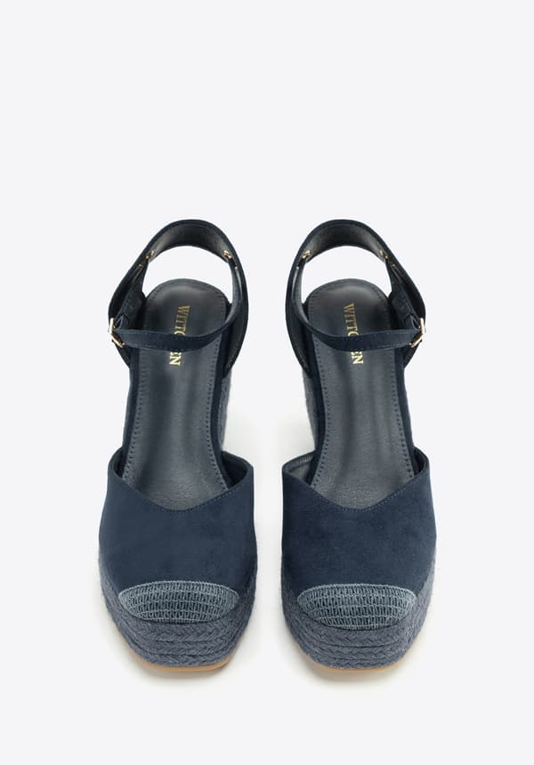 Wittchen Dame Kilehæl Espadrilles med Bindebånd, Marineblå, Syntetisk Materiale