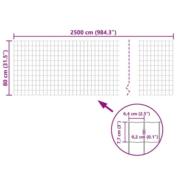 vidaXL eurohegn, stål, 25 x 0,8 m, grå