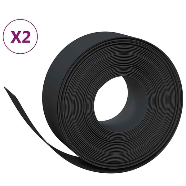 vidaXL havekant, 2 stk., sort, 10 m, 20 cm, polyethylen