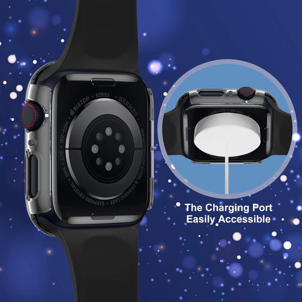 2X ETUI TIL APPLE WATCH 8/7 45MM SORT TRANSPARENT