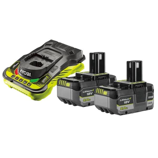 RYOBI Akkumulator og lader 18V (2x 5,0 Ah)