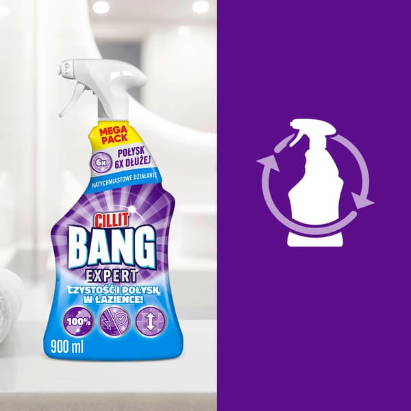 Cillit Bang Power Cleaner renlighed og glans til badeværelset 900ml spray