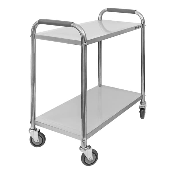 Rustfri stål 2-hylde Mega-M STANDARD serveringsvogn B-85 cm D-45 cm H-90 cm N