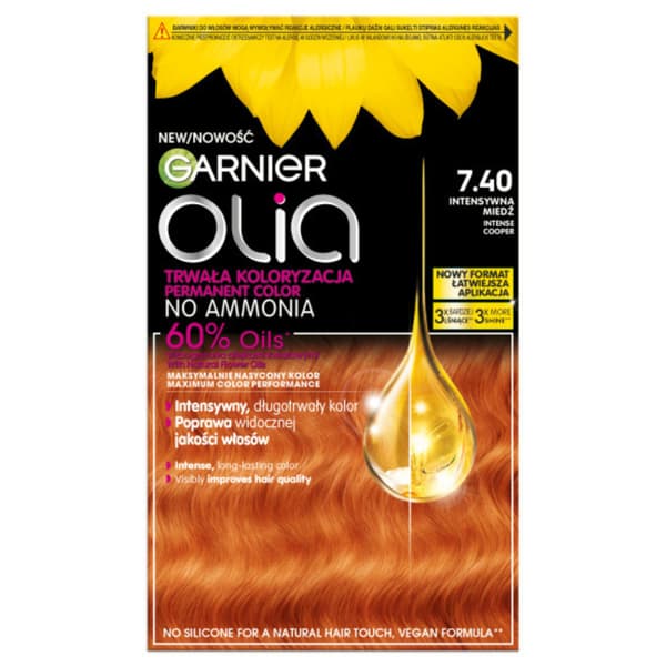 Garnier Olia permanent färgning hårfärg 7.40 intensiv koppar