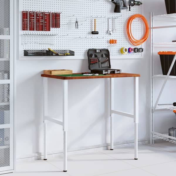 vidaXL arbejdsbord mørkebrunt 100x60x(71,5-98) cm egetræ