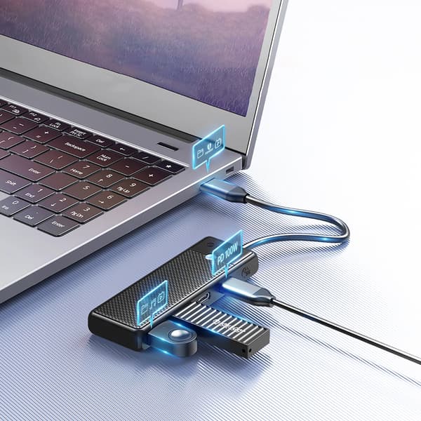 Orico PAPW2AC-C3 USB-C Hub Dockingstation 2x USB-A 3.0 + 2x USB-C 3.0 - Sort