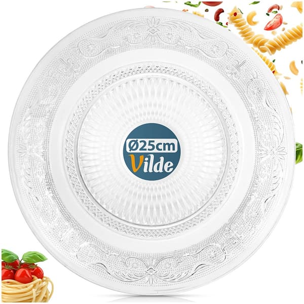 Middagstallrik grund glas serveringsfat 25 cm