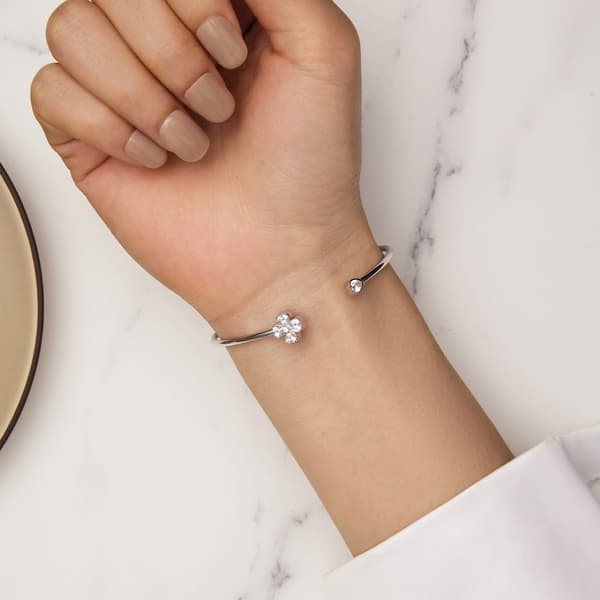 Stift armband med kristallblomma, 925 silver