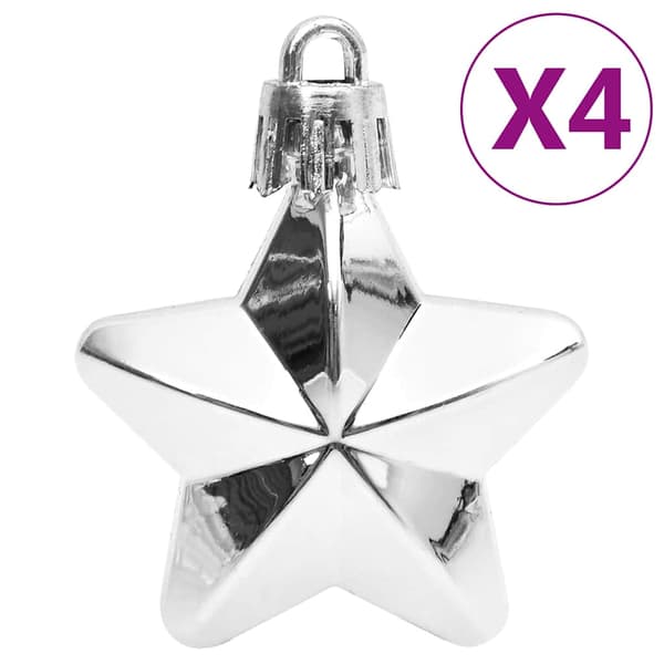vidaXL 111-delars julgranskulor, vit och grå, polystyren